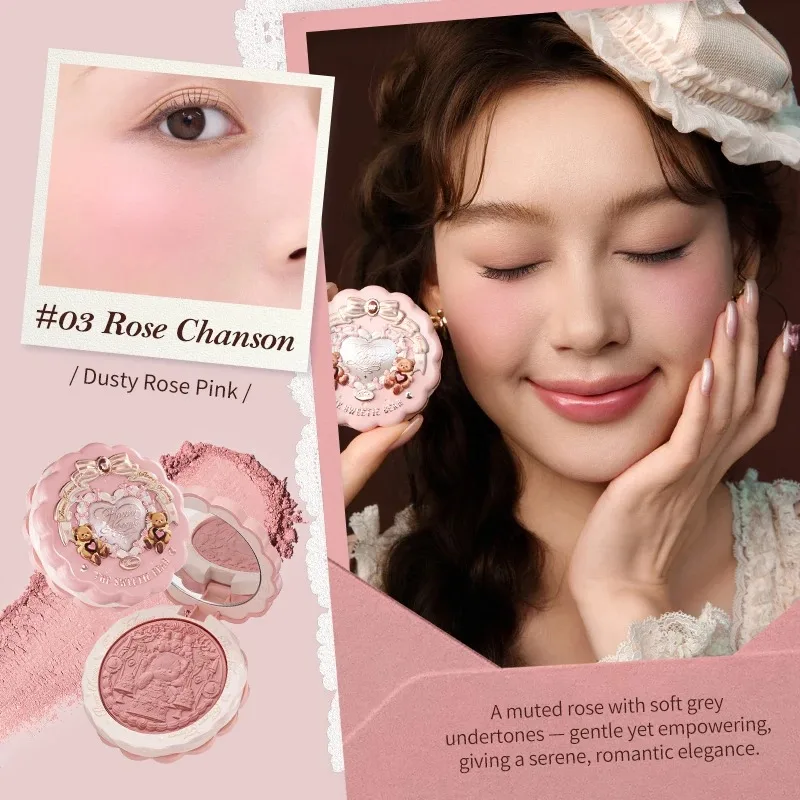 Flower Knows Makeup Kit Sweetie Bear Concealer Palette Silk Satin Blusher Lip Jelly Mirror Hair Clip Makeup Bag Mini Powder Set