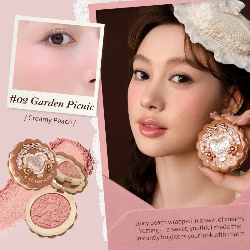 Flower Knows Makeup Kit Sweetie Bear Concealer Palette Silk Satin Blusher Lip Jelly Mirror Hair Clip Makeup Bag Mini Powder Set