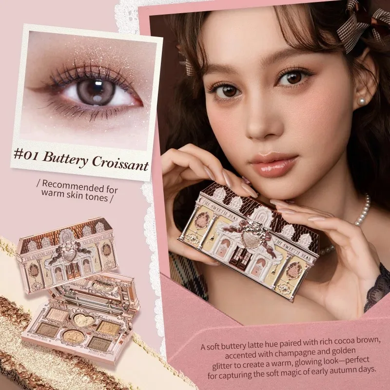Flower Knows Makeup Kit Sweetie Bear Concealer Palette Silk Satin Blusher Lip Jelly Mirror Hair Clip Makeup Bag Mini Powder Set