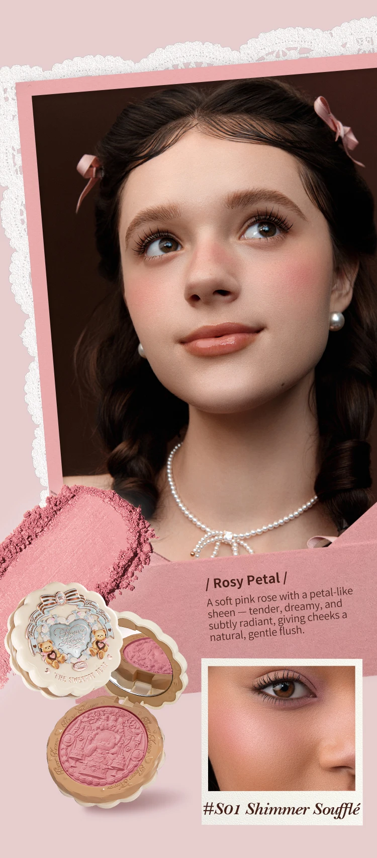Flower Knows The Sweetie Bear Collection Silk Satin Blush