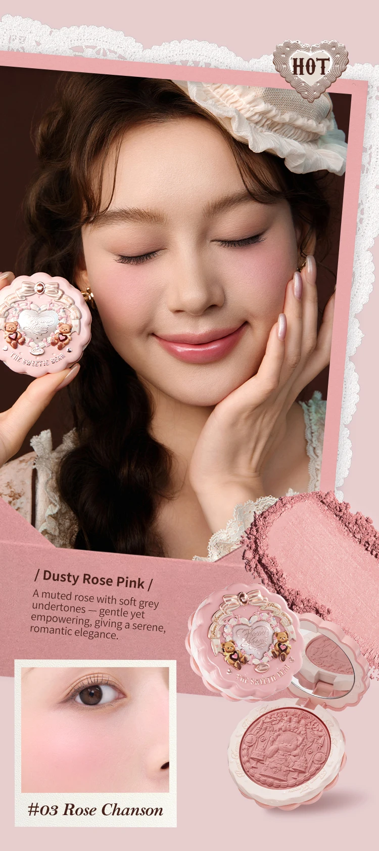 Flower Knows The Sweetie Bear Collection Silk Satin Blush