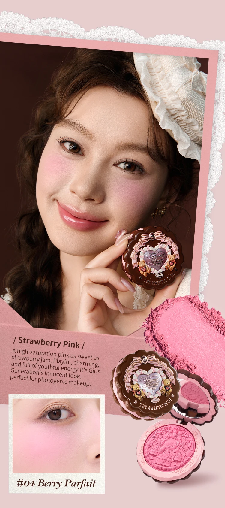 Flower Knows The Sweetie Bear Collection Silk Satin Blush
