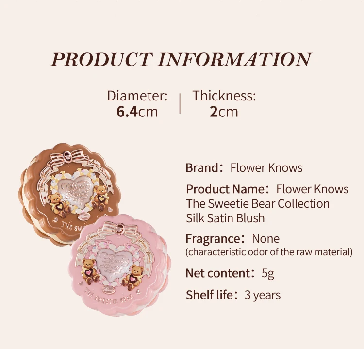 Flower Knows The Sweetie Bear Collection Silk Satin Blush