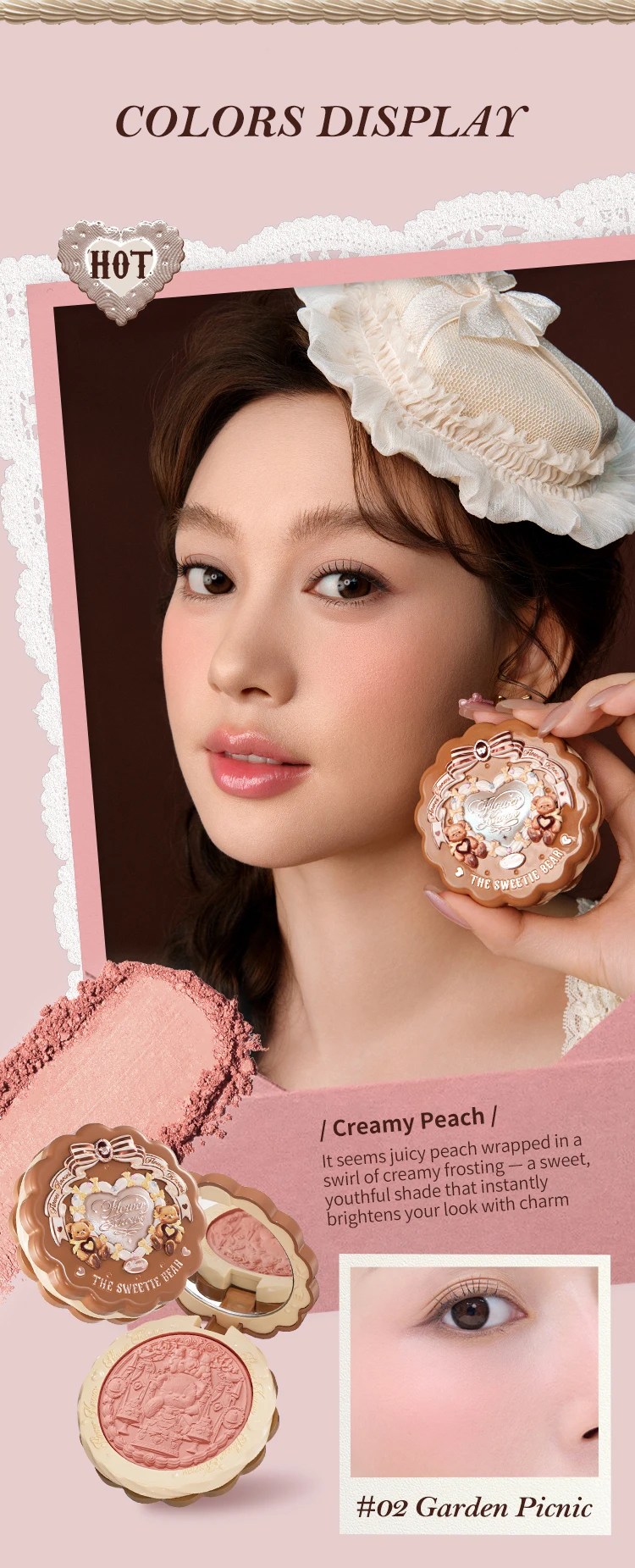 Flower Knows The Sweetie Bear Collection Silk Satin Blush