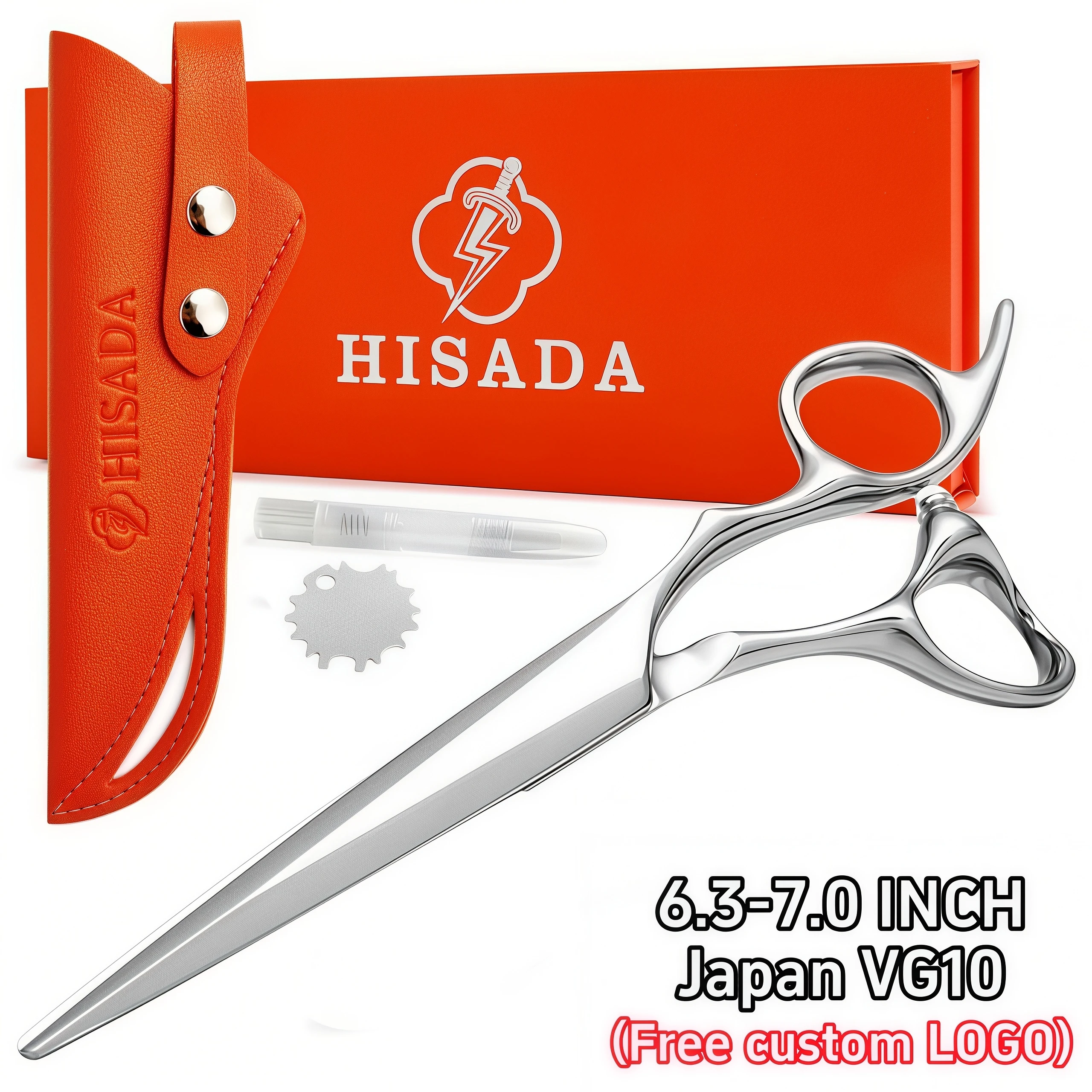 HISADA New Barber Scissors, 6.3-7.0 inch Professional Hair Cutting Scissors, Blind Hole Design Salon Scissors, Ergonomic Comfort