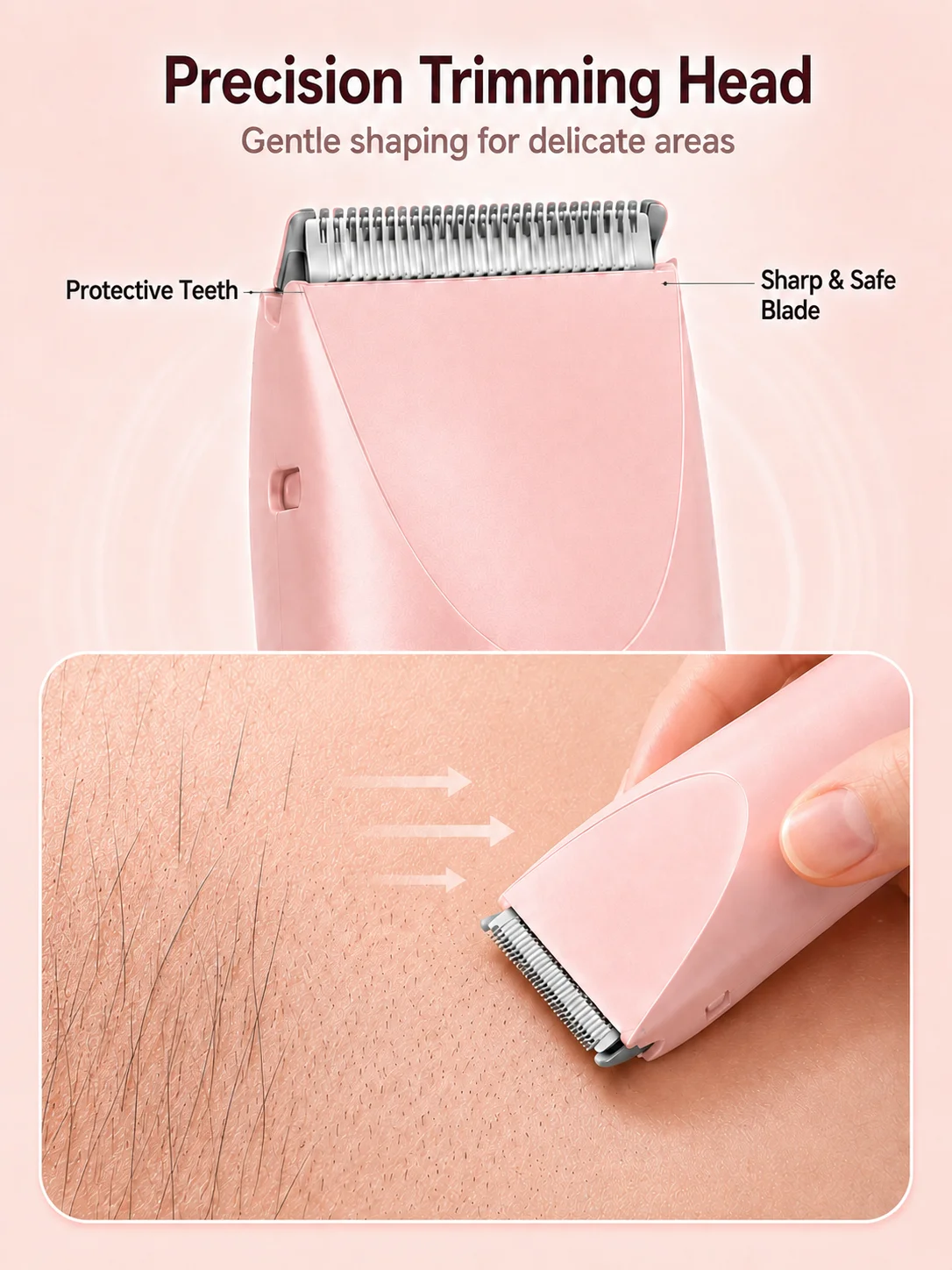Bikini Trimmer for Women, Double Head Electric Hair Remover Shaver, Rechargeable Painless Body Groomer for Body Private Areas