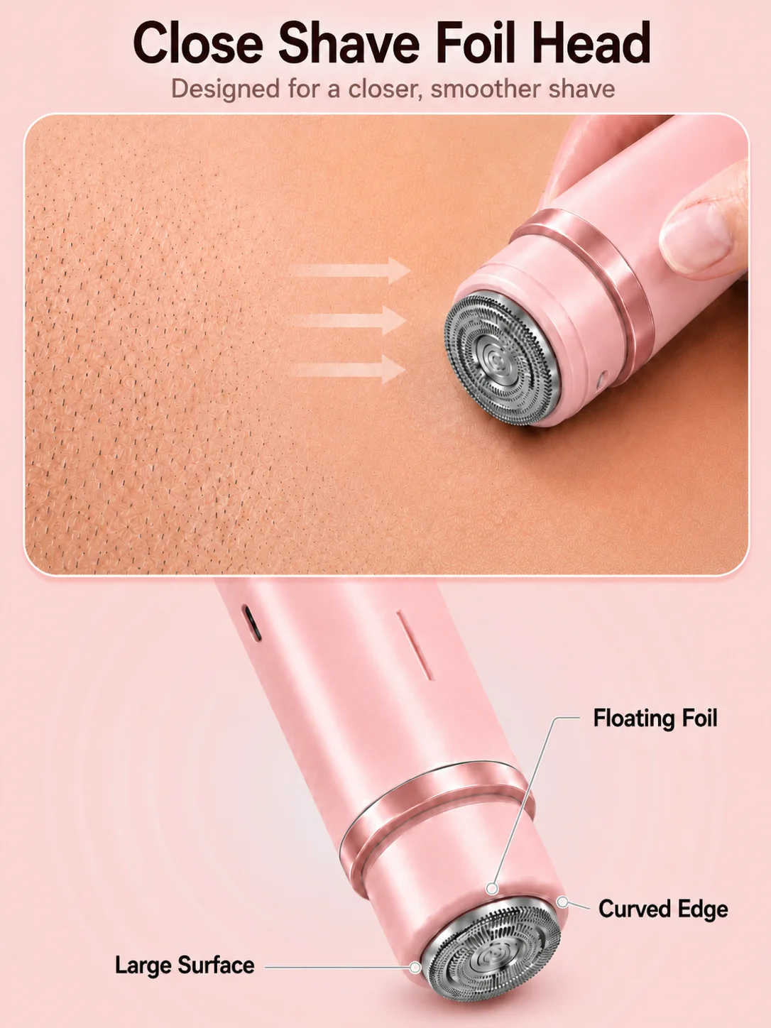 Bikini Trimmer for Women, Double Head Electric Hair Remover Shaver, Rechargeable Painless Body Groomer for Body Private Areas