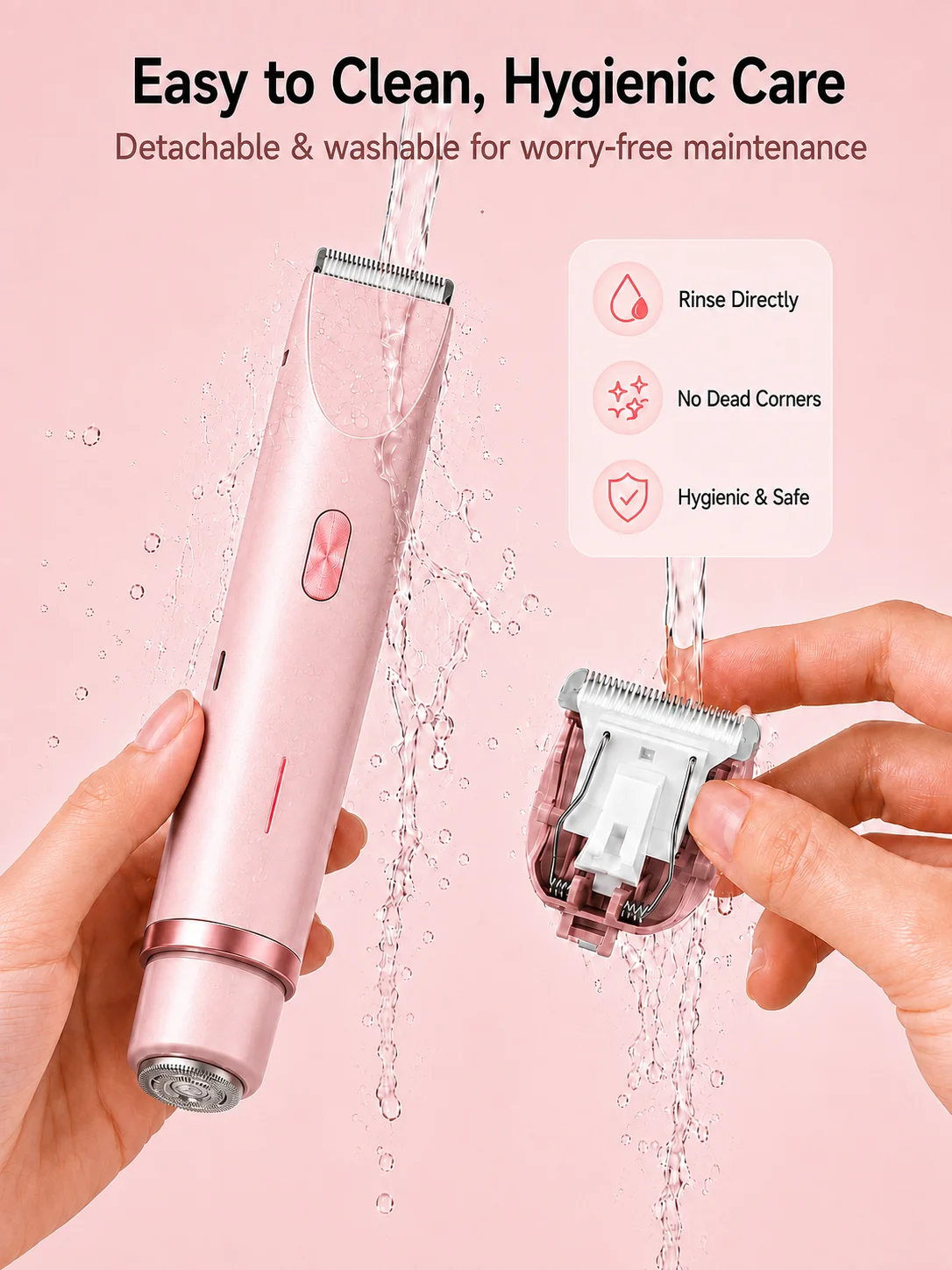 Bikini Trimmer for Women, Double Head Electric Hair Remover Shaver, Rechargeable Painless Body Groomer for Body Private Areas