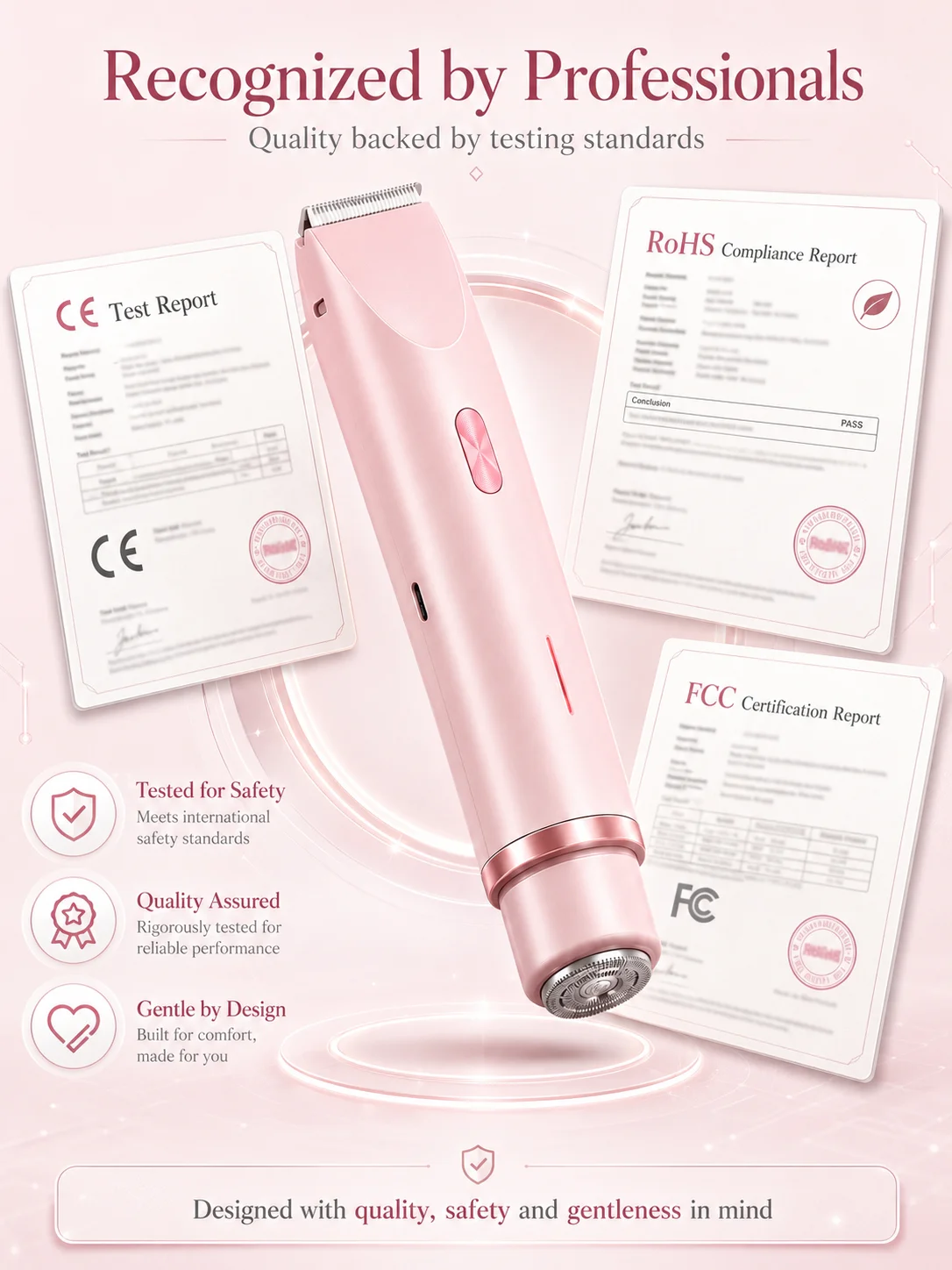 Bikini Trimmer for Women, Double Head Electric Hair Remover Shaver, Rechargeable Painless Body Groomer for Body Private Areas