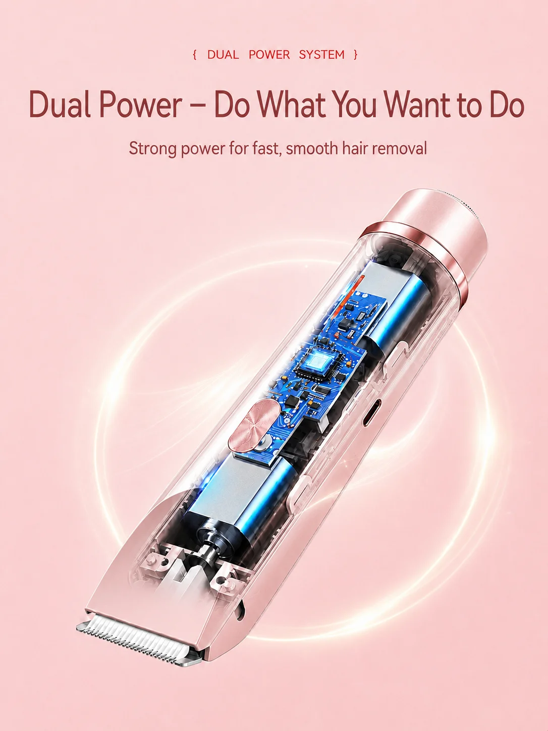 Bikini Trimmer for Women, Double Head Electric Hair Remover Shaver, Rechargeable Painless Body Groomer for Body Private Areas