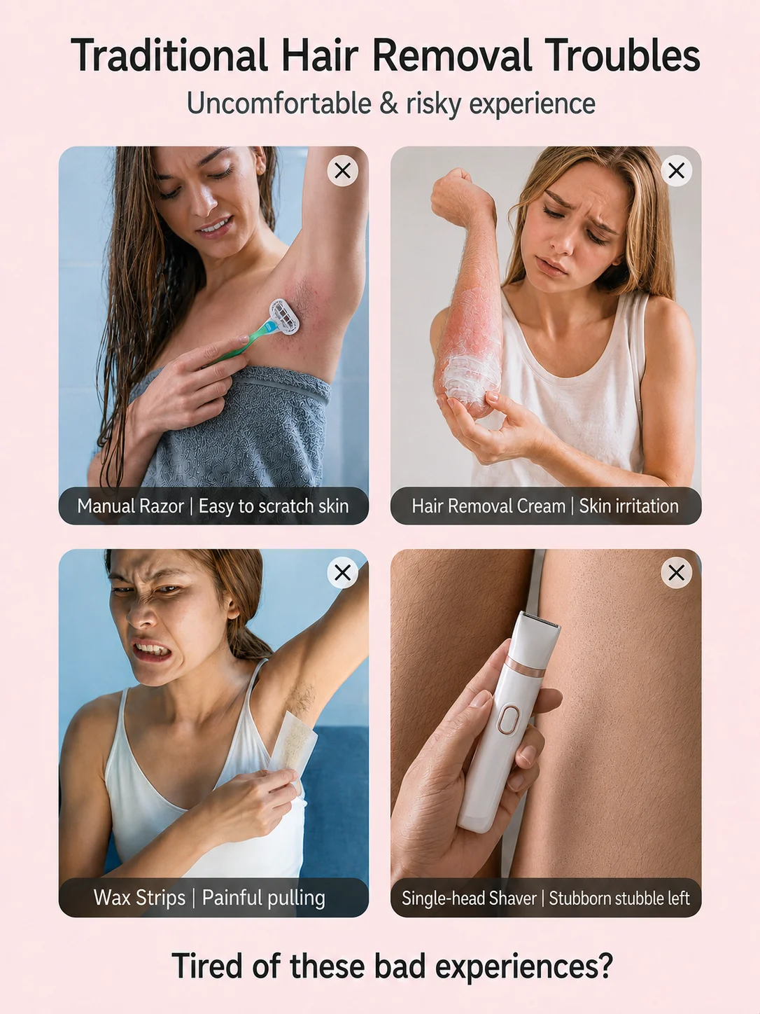 Bikini Trimmer for Women, Double Head Electric Hair Remover Shaver, Rechargeable Painless Body Groomer for Body Private Areas