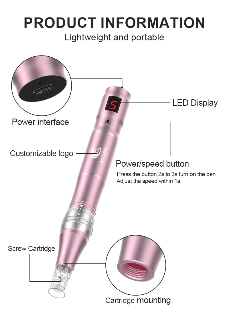 Rechargeable Microneedling Derma Pen/Mas Pen L3 Skin Care Tool With Two Replacement Tip