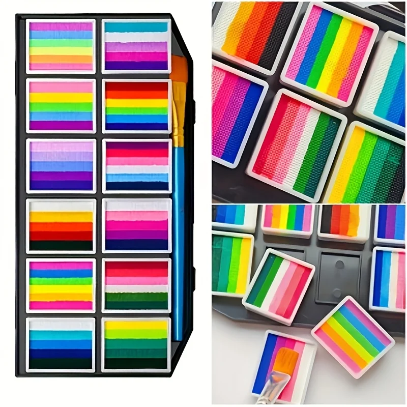 EYIR 65 Colors Face Body Paint Kit with 32 Stencils Makeup Palette DIY Body Art Set Halloween Festival Party Face Painting Tools