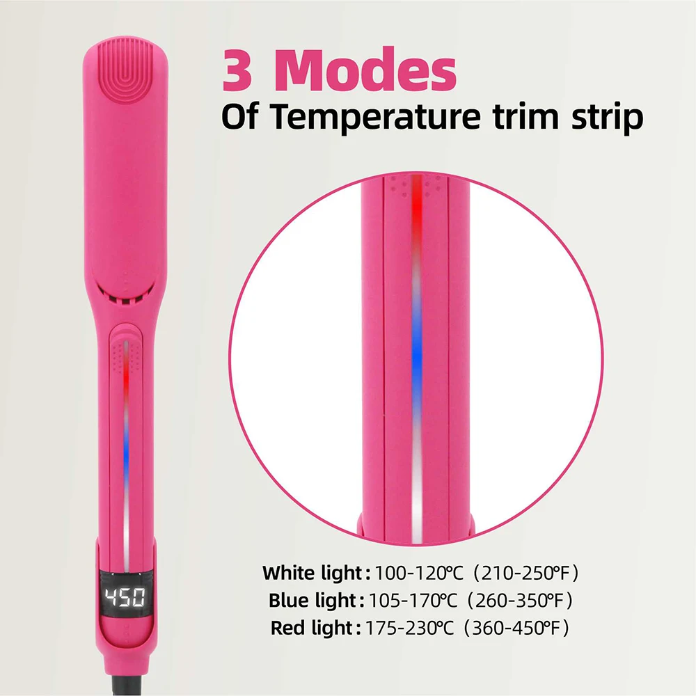 Infrared Hair Flat Iron 450°F Professional Hair Straightener Curler Ceramic Fast Heating Plate 230℃ Salon Hair Iron Dual Voltage