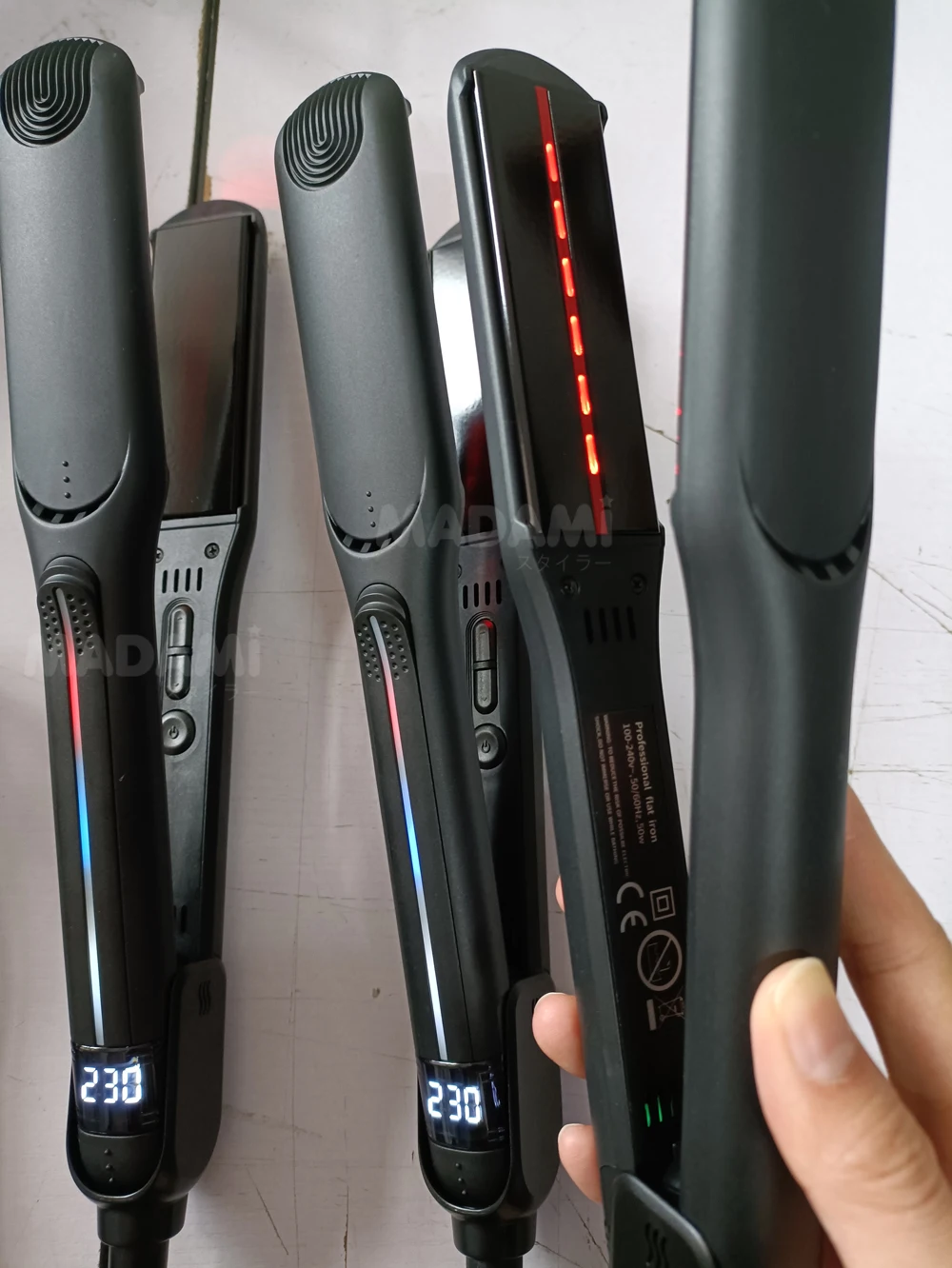 Infrared Hair Flat Iron 450°F Professional Hair Straightener Curler Ceramic Fast Heating Plate 230℃ Salon Hair Iron Dual Voltage