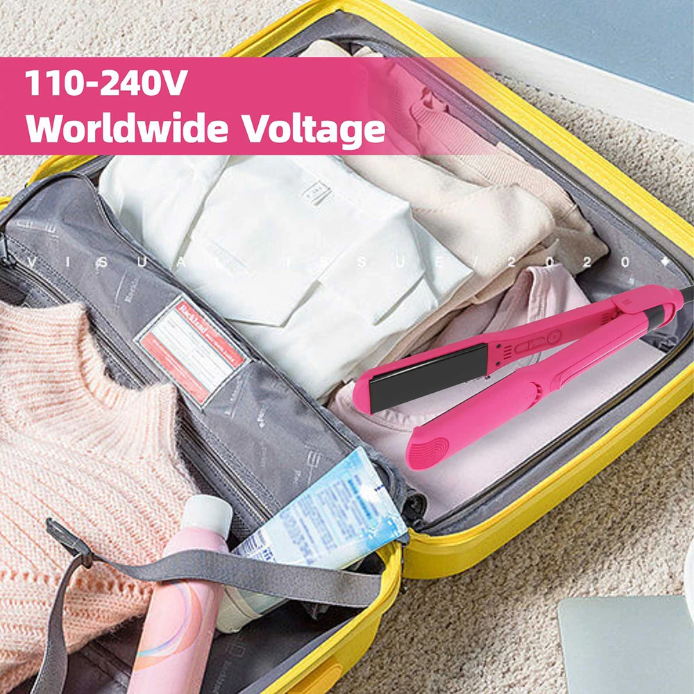 Infrared Hair Flat Iron 450°F Professional Hair Straightener Curler Ceramic Fast Heating Plate 230℃ Salon Hair Iron Dual Voltage