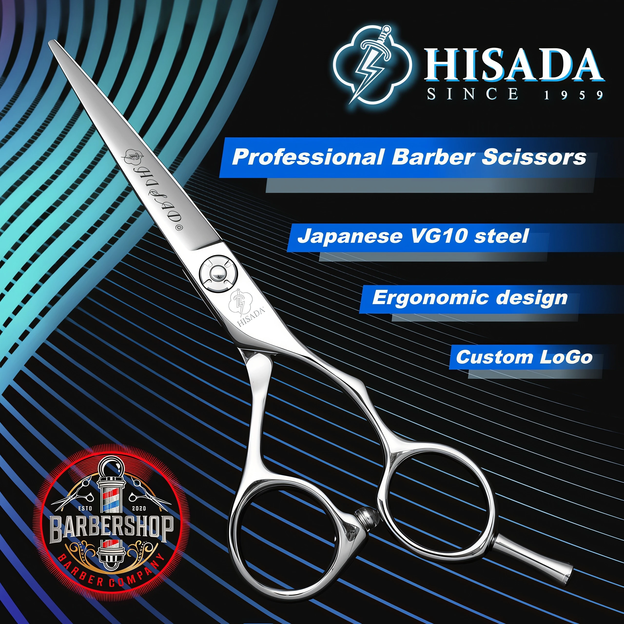 HISADA Hairdressing Scissors 5.5 Inch Hair Cutting Machine VG10 Material High Grade Scissors Professional Hair Salon