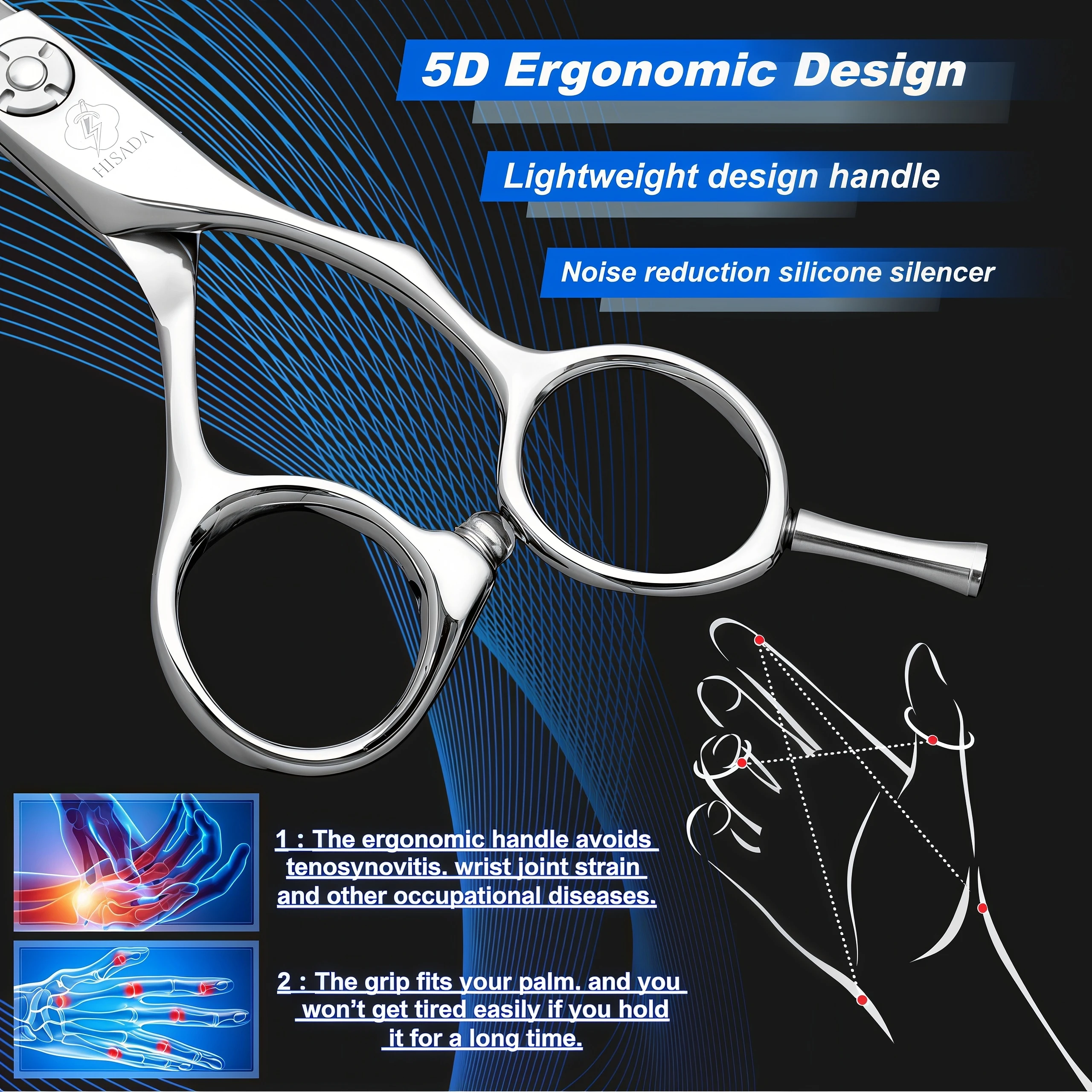 HISADA Hairdressing Scissors 5.5 Inch Hair Cutting Machine VG10 Material High Grade Scissors Professional Hair Salon