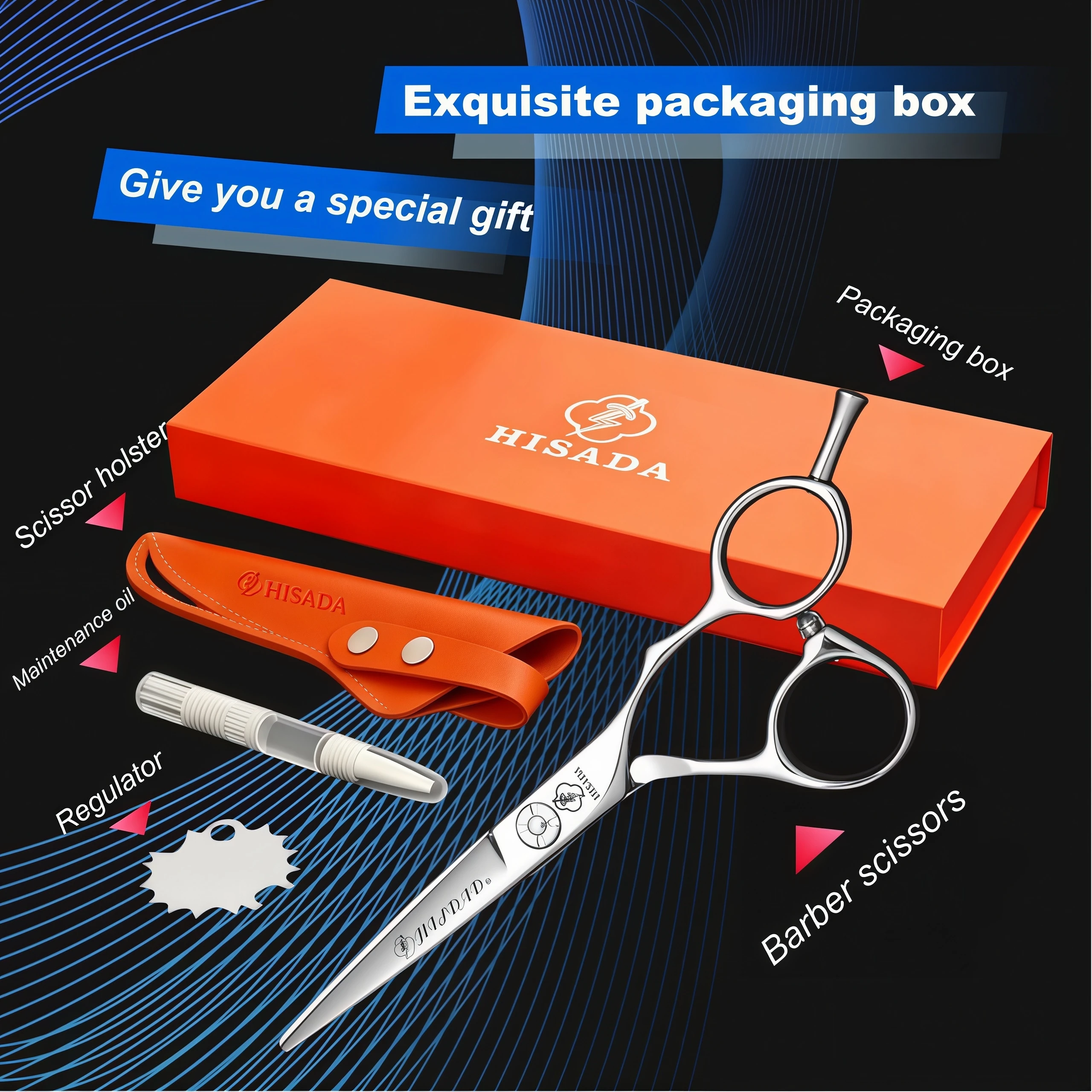 HISADA Hairdressing Scissors 5.5 Inch Hair Cutting Machine VG10 Material High Grade Scissors Professional Hair Salon