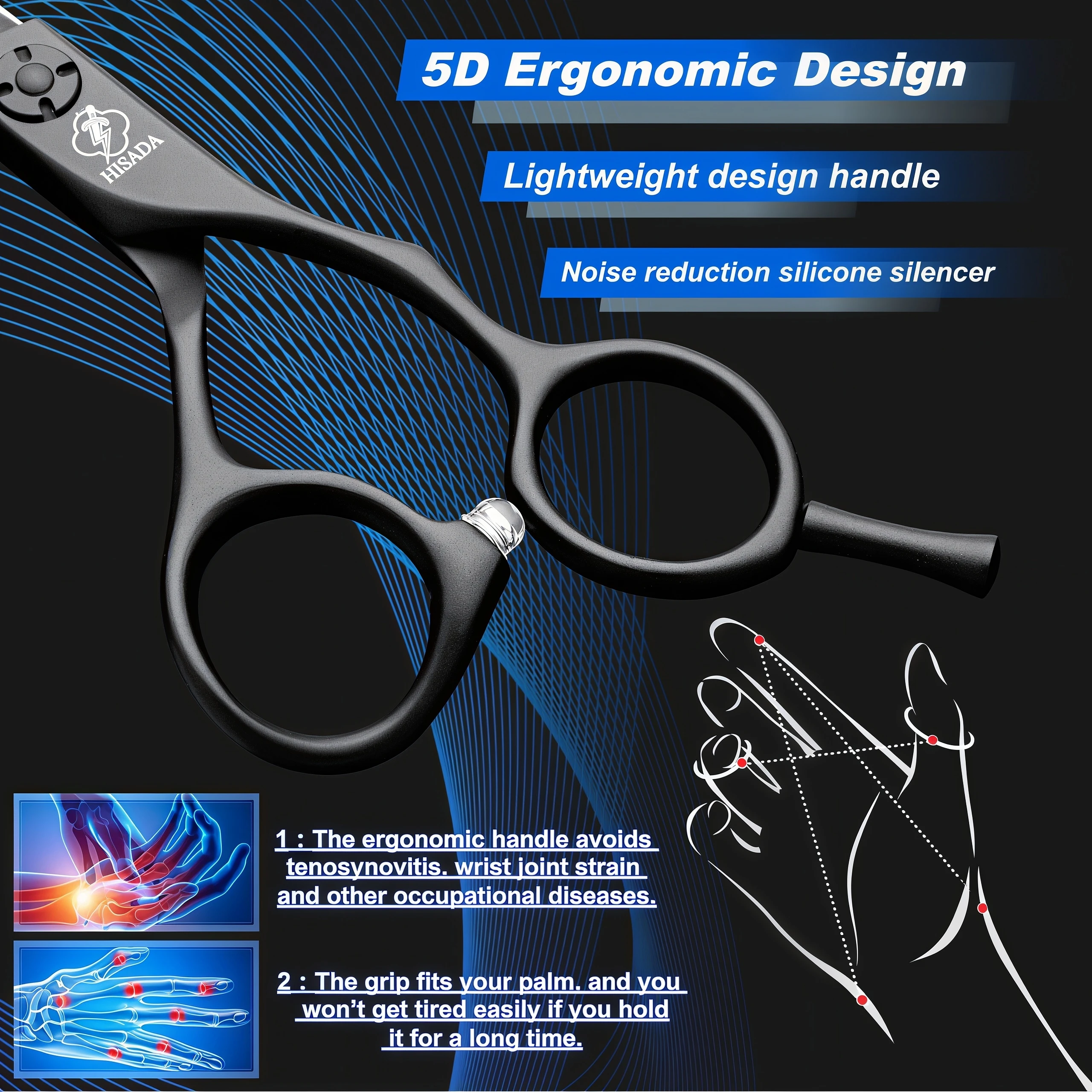 HISADA Hairdressing Scissors 5.5 Inch Hair Cutting Machine VG10 Material High Grade Scissors Professional Hair Salon