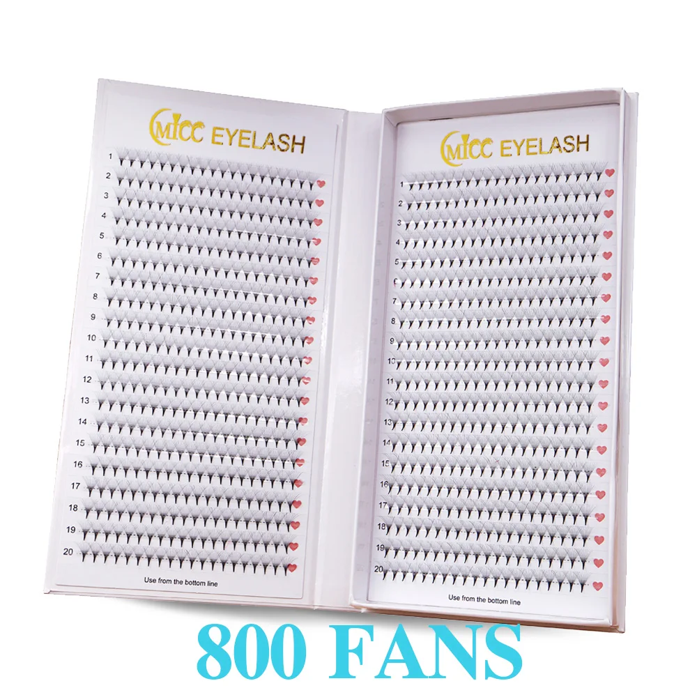 CMICC 40Line 3D 1600 Fans XXL Tray PBT Hybrid Pro Made Volume Eyelash Fan Sharp Pointy Stem Thin Root Premade Fan Lash Extension
