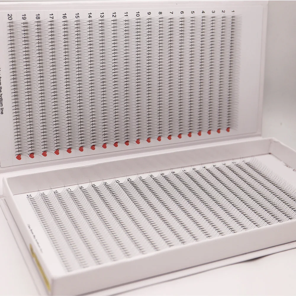 CMICC 40Line 3D 1600 Fans XXL Tray PBT Hybrid Pro Made Volume Eyelash Fan Sharp Pointy Stem Thin Root Premade Fan Lash Extension