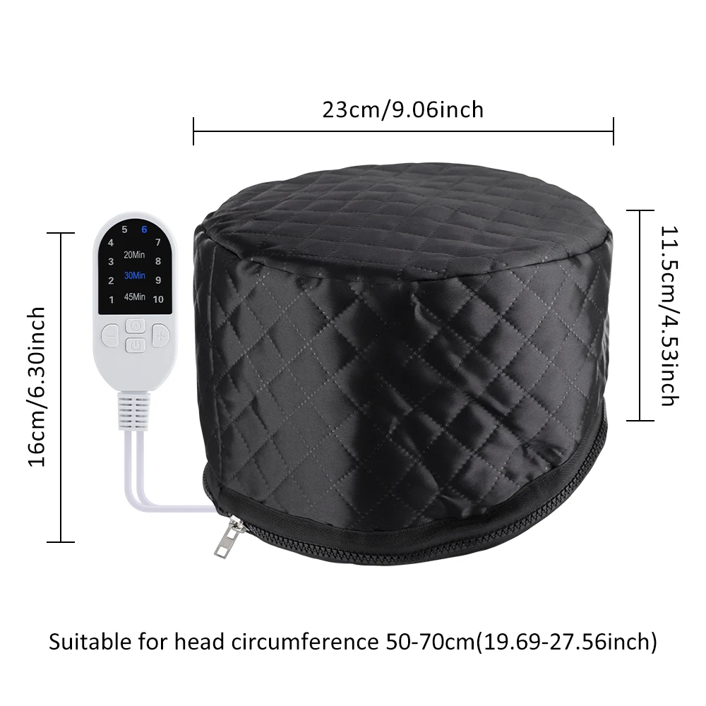 9 Temp 5 Timer PU Leather Hair Steamer Cap Waterproof Thermal Heat Cap for Home Hair Care Styling Tools Hair Care Spa Hat