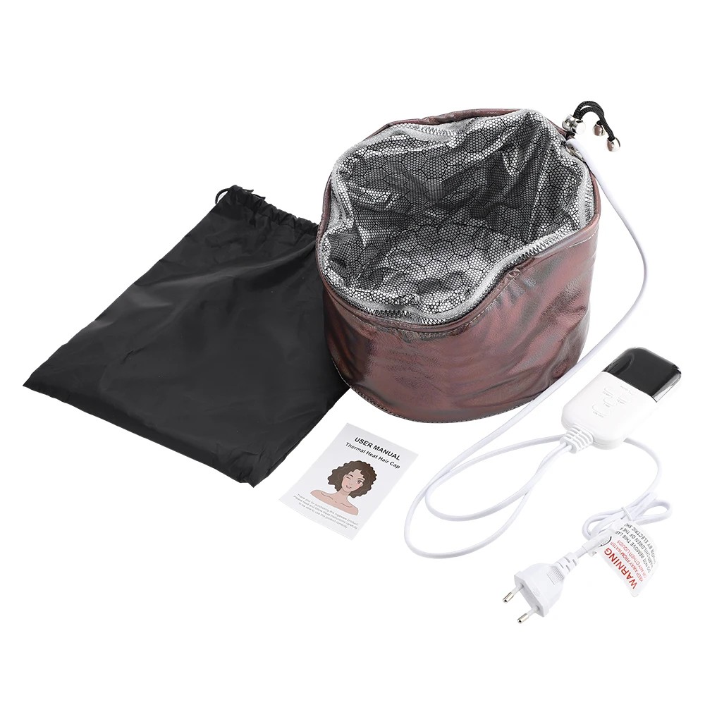 9 Temp 5 Timer PU Leather Hair Steamer Cap Waterproof Thermal Heat Cap for Home Hair Care Styling Tools Hair Care Spa Hat