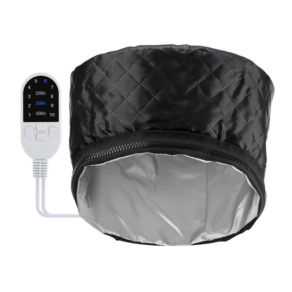 9 Temp 5 Timer PU Leather Hair Steamer Cap Waterproof Thermal Heat Cap for Home Hair Care Styling Tools Hair Care Spa Hat