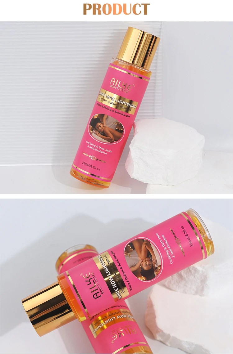 AILKE Organic Carotene Serum Brightening Body Oil, Smooth Skin, Moisturizing, With Vitamin E, Rose Essential Oil, Even Skin Tone