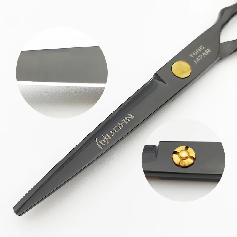 JOHN Japan 440c Scissors Titanium Plating Black Scissors Professional Haircut Kit Cutting Thinning Scissors And Scissor Case