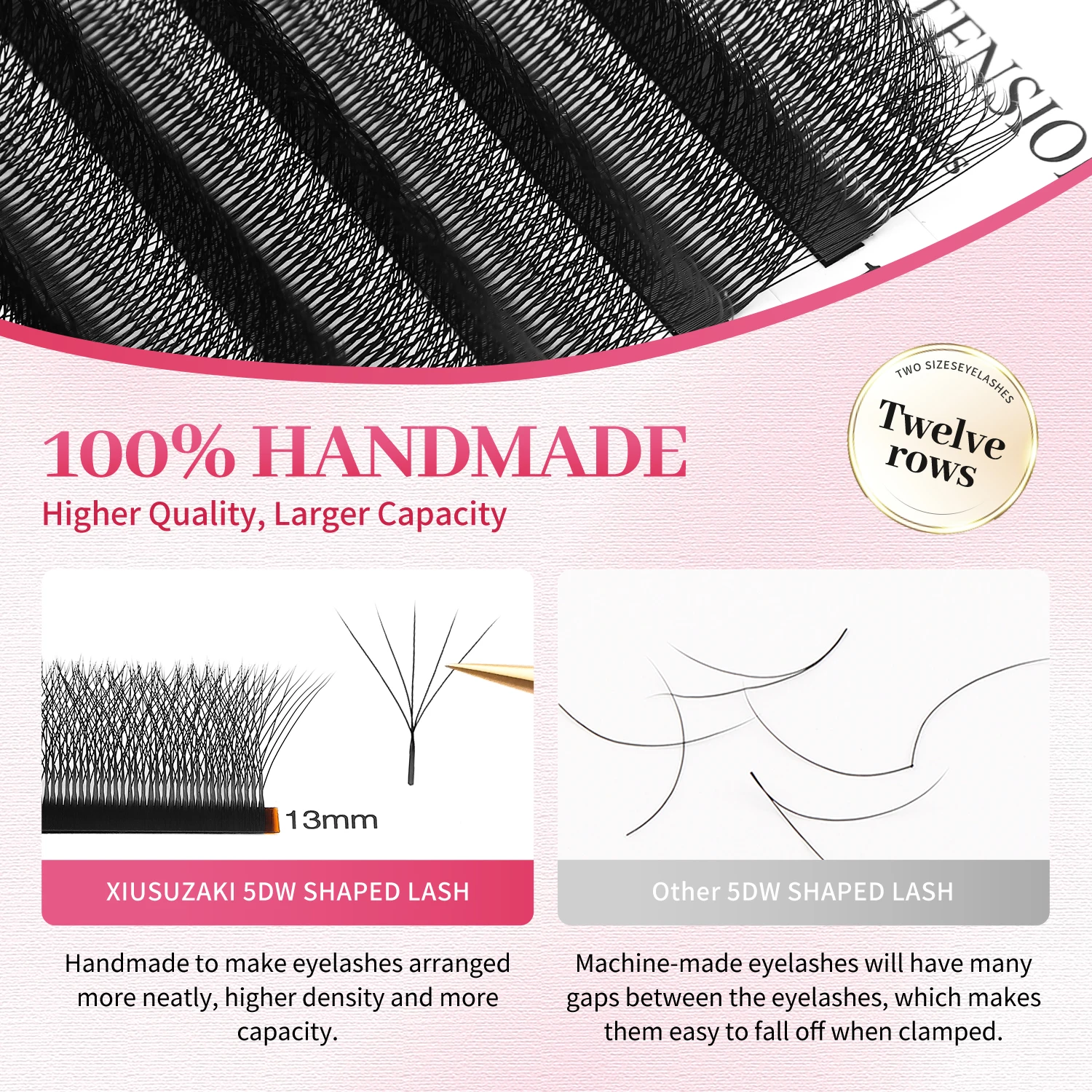 XIUSUZAKI 5 Trays/lot 5D W Lashes Extensions Matte Black W Shaped Premade Volume Fans False Eyelashes Extensions Makeup Tools