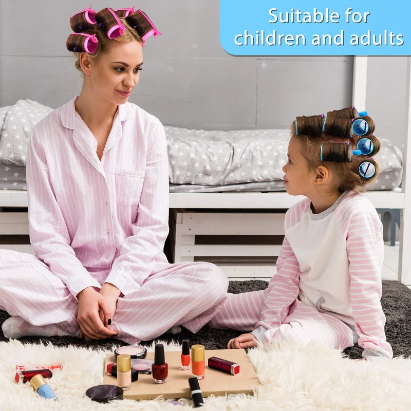 141 Pieces Hair Rollers Set Self-Grip Hair Rollers Set Multicolor 6 Size Plastic Rollers for Long Short Hair and Bangs