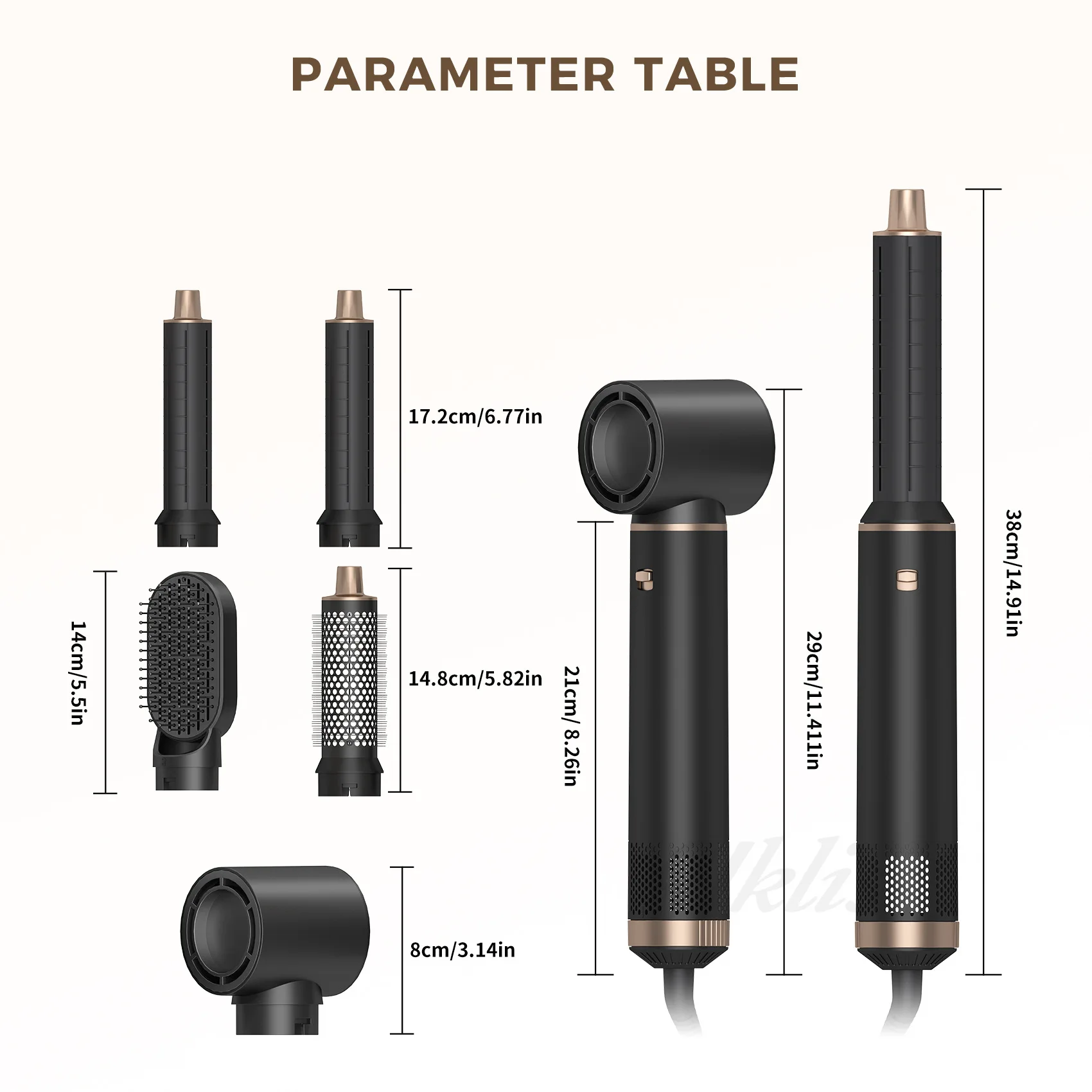 Multi-In-One Hair Dryer Styler, Hot Air Comb, Detachable Brush, Straightening & Curling Dual-Use, Household Hair Styling Tool