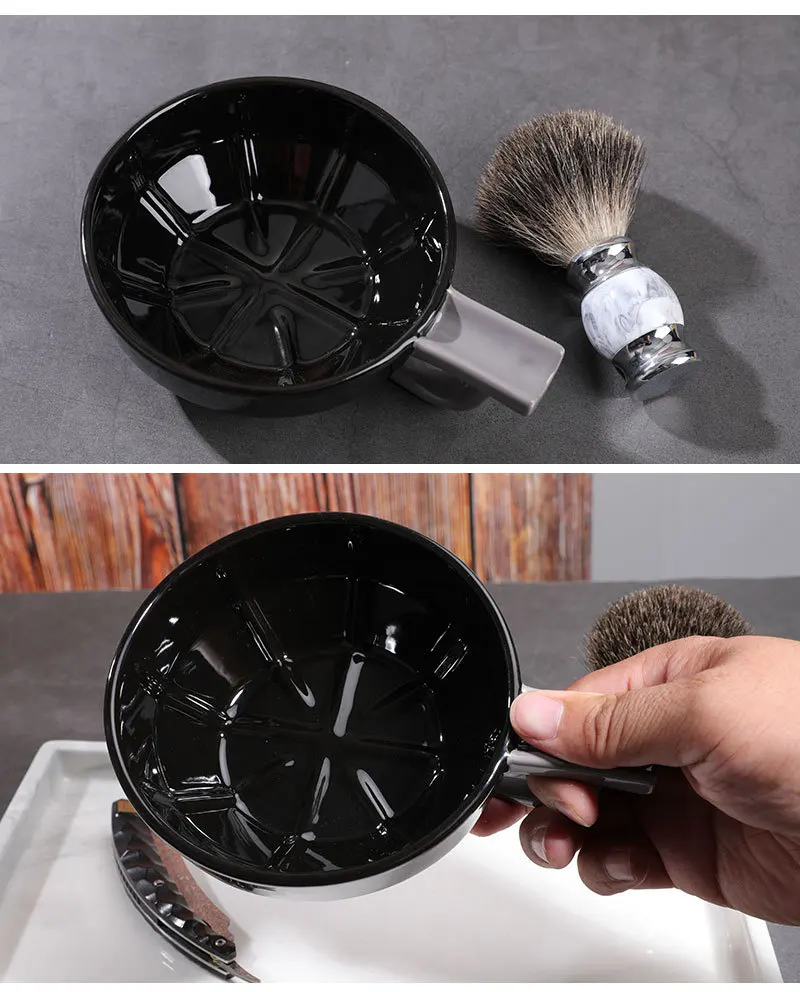 Shaving bowl Hand held foaming bowl with brush holder shaving bowl Wet shaving foam soap bowl shaving tool