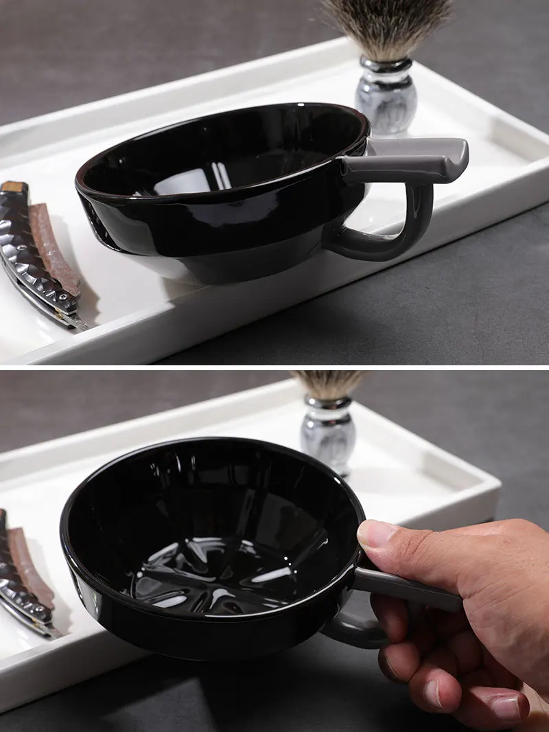 Shaving bowl Hand held foaming bowl with brush holder shaving bowl Wet shaving foam soap bowl shaving tool