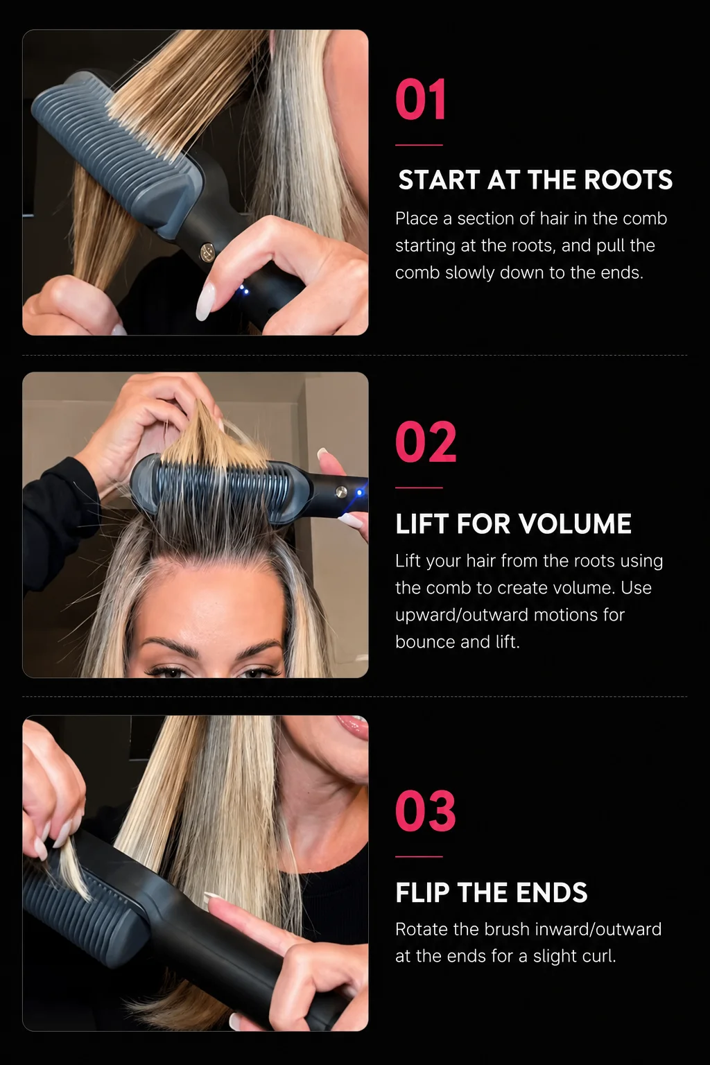 TYMO RING Curly Hair Straightener with 20s Fast Heating, 5 Thermostatic Level Hot Hair Straightener Combs, 30-Minute Auto-Off