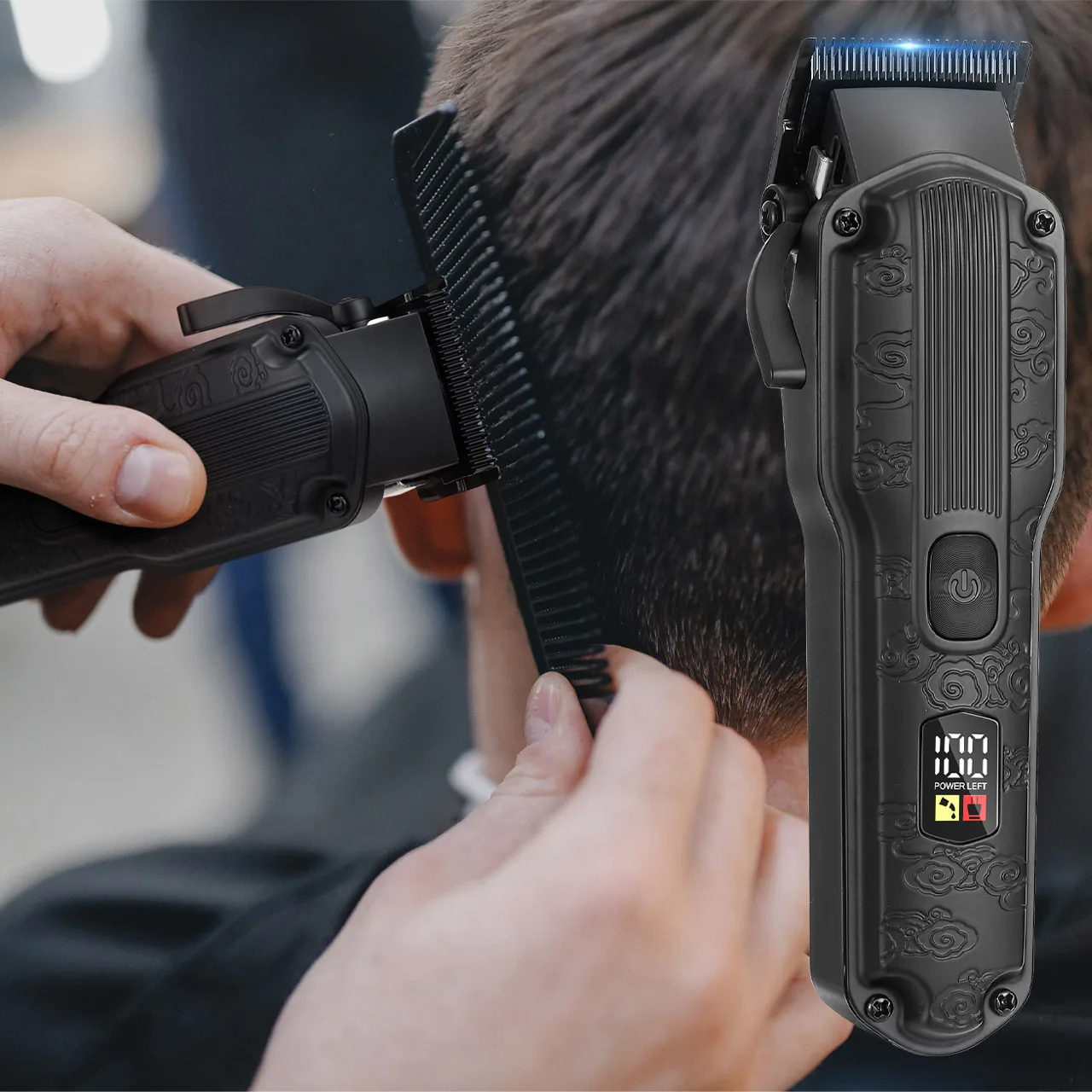 Sccttmon 2pc Retro Hair Clipper Barber Electric Trimmer Multi-Function Oil Head Carving Beard Shaver Hair Removal Device Set