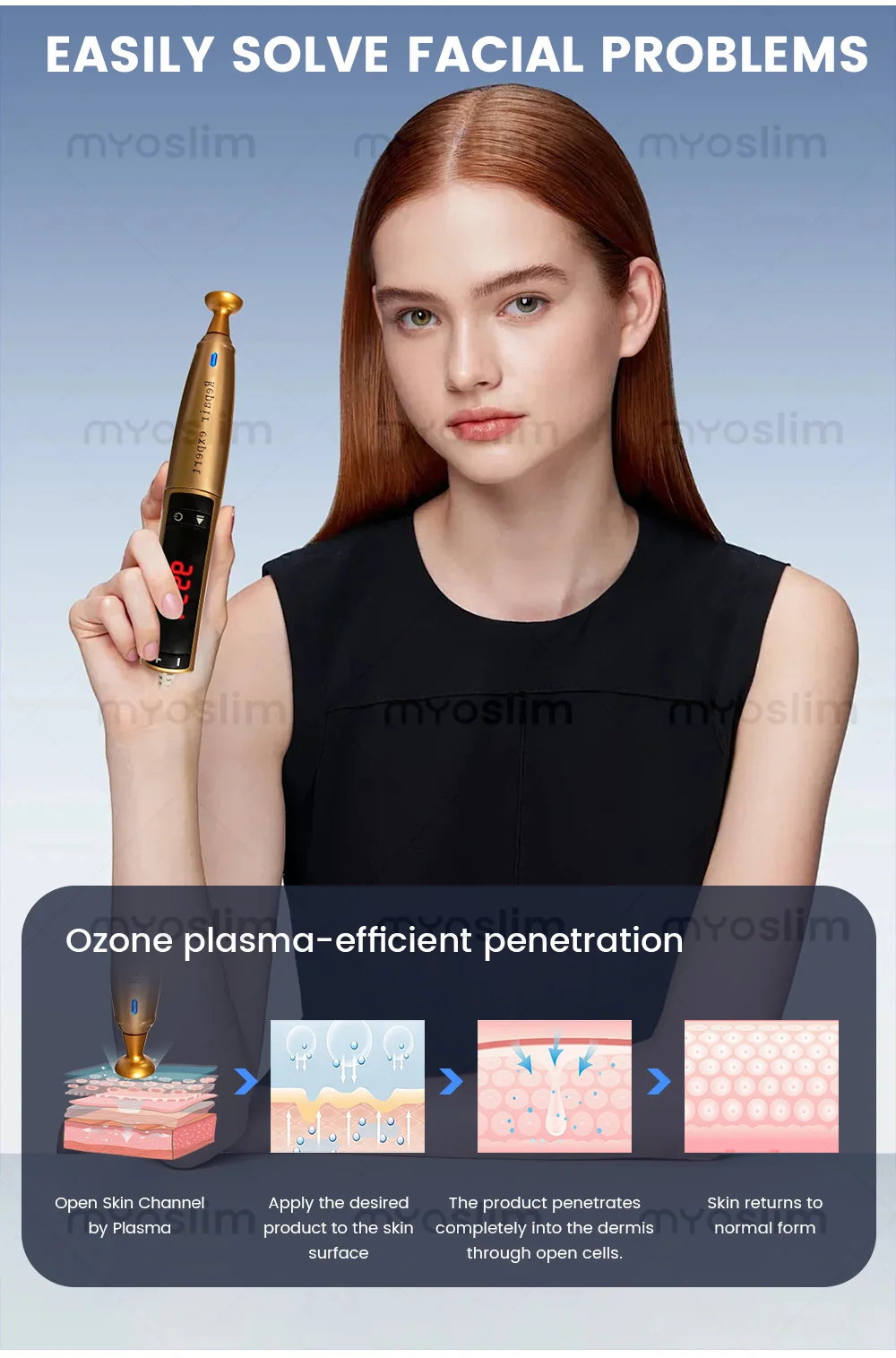 2 in 1 Ozone Gold Plasma Facial Treatment Machine Painless Efficient Skin Lifting And Freckle Removal Beauty Skin Care Device