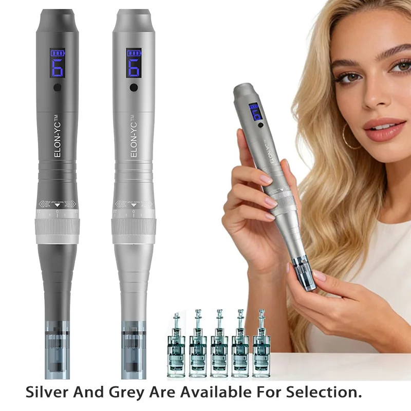 ELON-YC Dr Dermapen M8X With 5pcs Nano 0.25mm Replacement Cartridges, With Battery Level Display, Included Dr M8