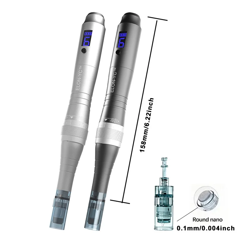 ELON-YC Dr Dermapen M8X With 5pcs Nano 0.25mm Replacement Cartridges, With Battery Level Display, Included Dr M8