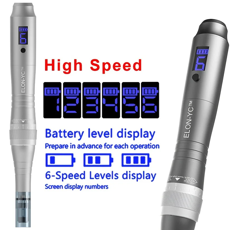 ELON-YC Dr Dermapen M8X With 5pcs Nano 0.25mm Replacement Cartridges, With Battery Level Display, Included Dr M8