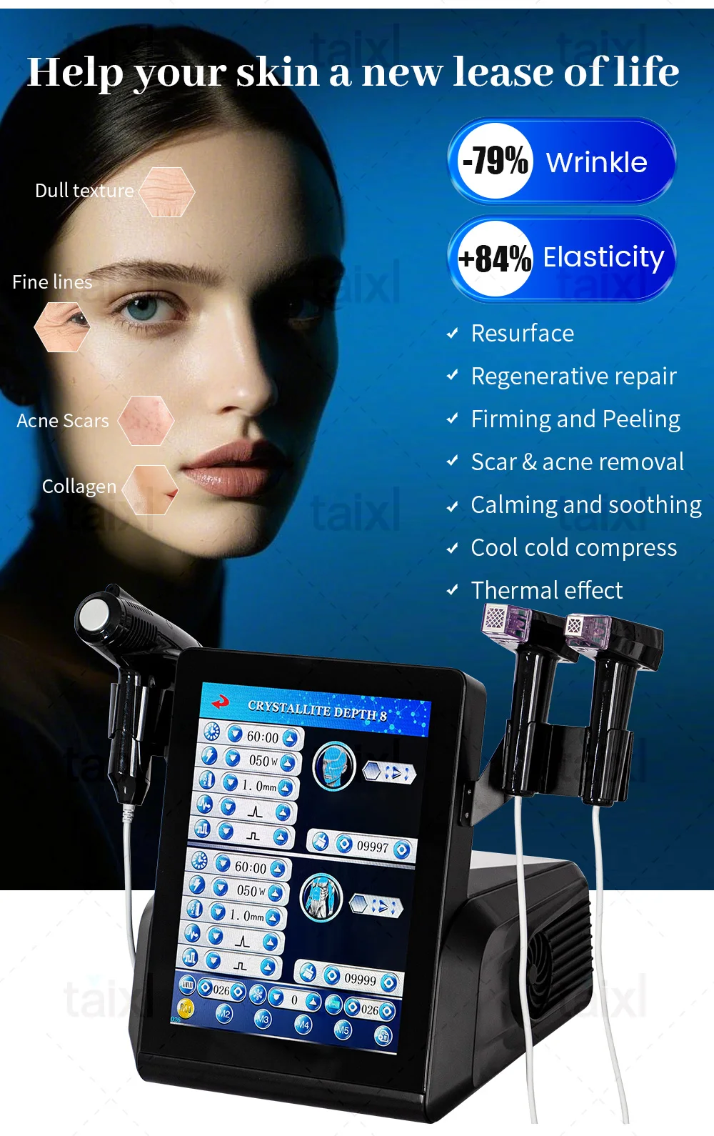 Facial Dermapen Radio Frequency Treatment Radio Frequency Collagen Regeneration Beauty Equipment Face Plug Skin Tightening