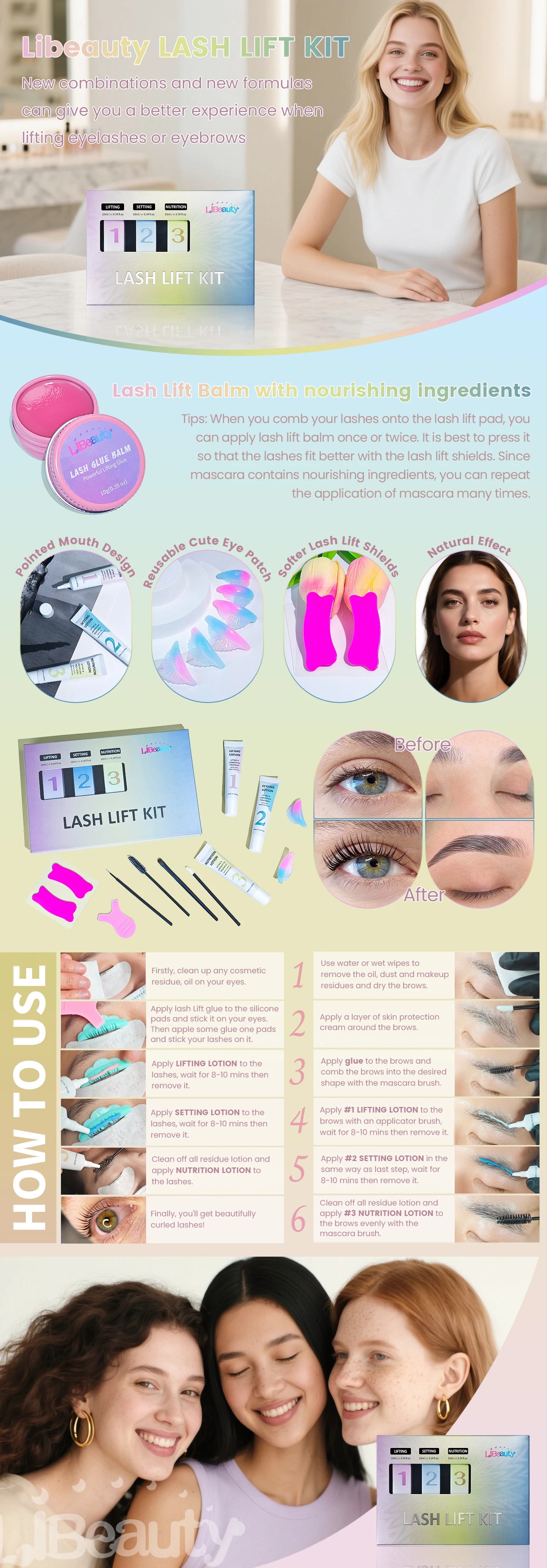 Libeauty 10ml Lash Lift Kit Eyelash Lift Kit & Brow Lamination Kit With Lash Lift Balm Tubular Precision Design For At Home Use