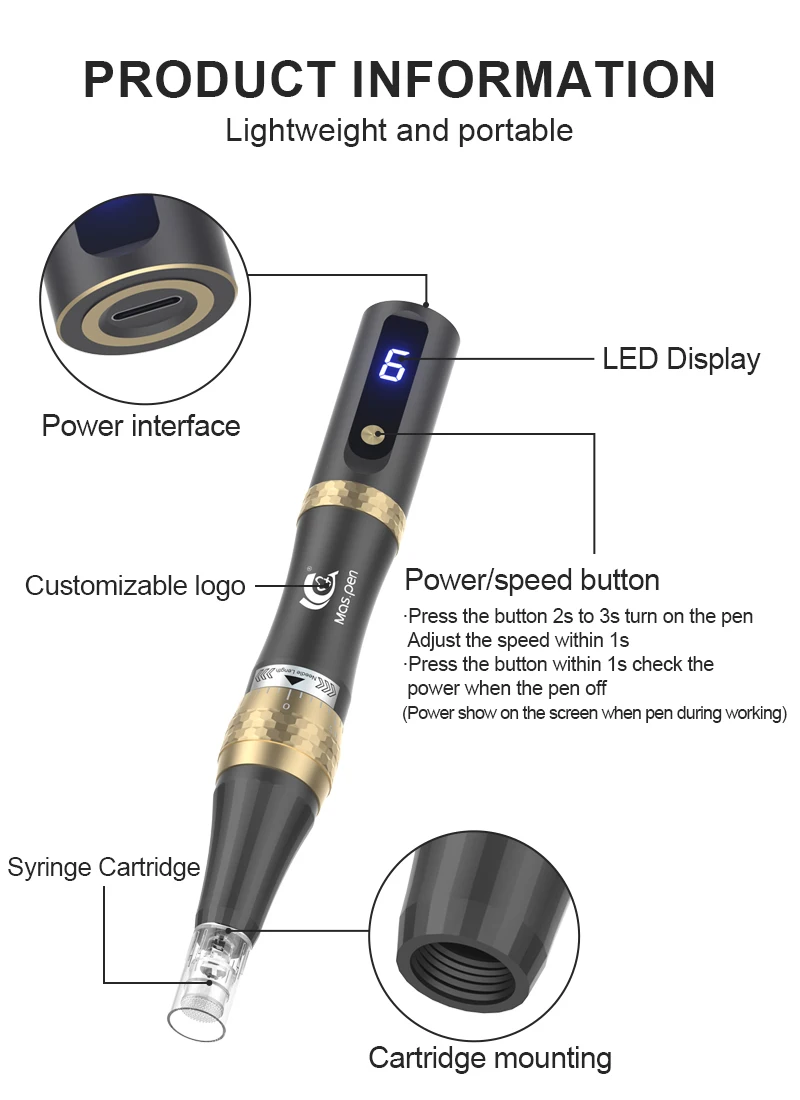 Professional Microneedling Derma Pen Build In Gift Box,Mas Pen S8/N6 Beauty Device For Sale