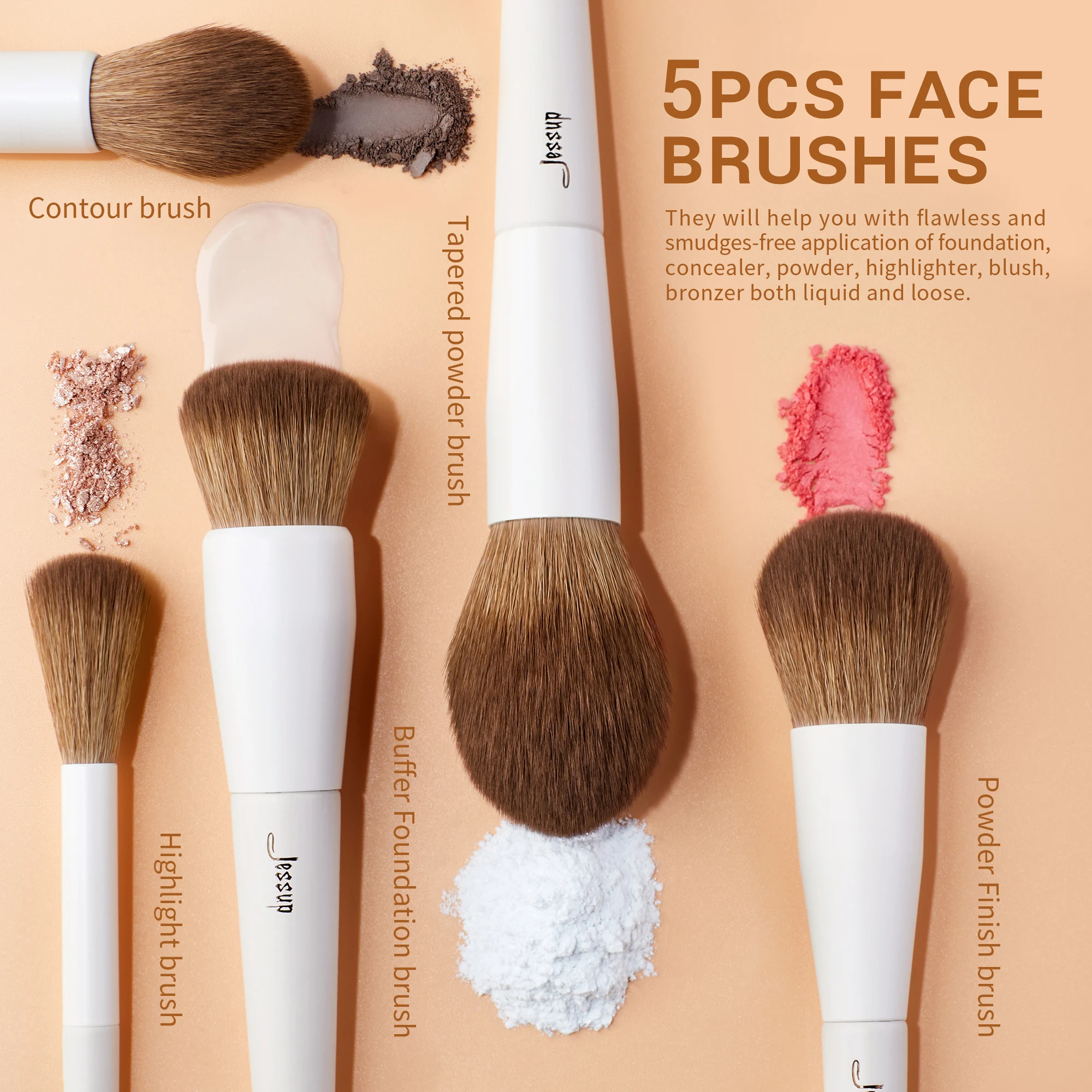 Jessup 14 Pcs Makeup Brush Set, Professional Synthetic Soft Foundation Powder Blending Eye Shadow Contour Liner Brushes Kit T329