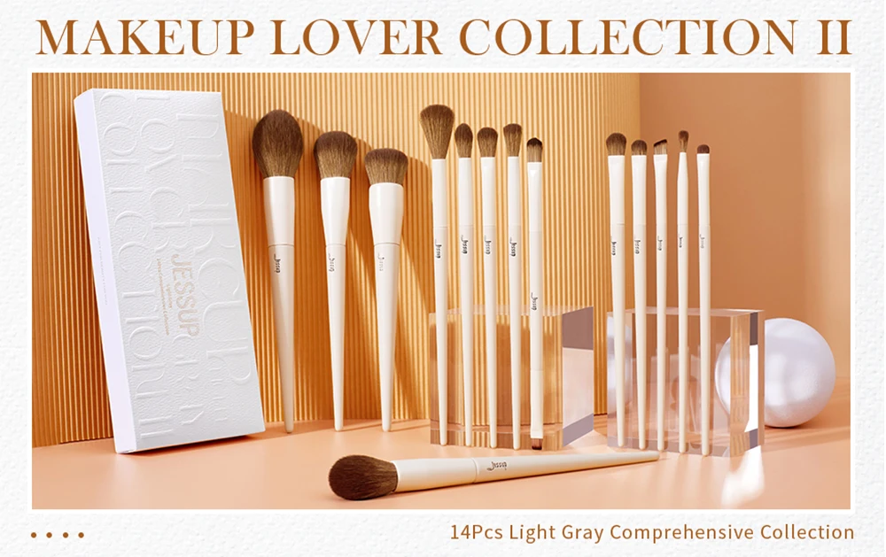 Jessup 14 Pcs Makeup Brush Set, Professional Synthetic Soft Foundation Powder Blending Eye Shadow Contour Liner Brushes Kit T329