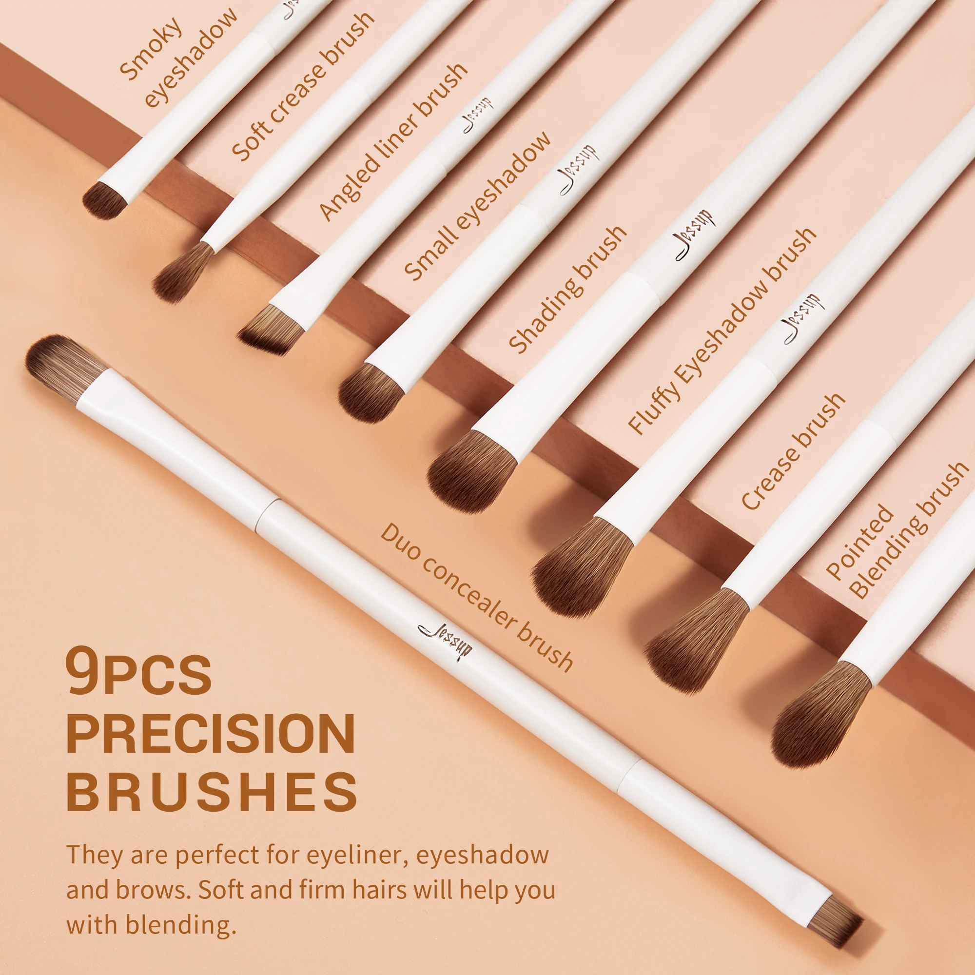 Jessup 14 Pcs Makeup Brush Set, Professional Synthetic Soft Foundation Powder Blending Eye Shadow Contour Liner Brushes Kit T329