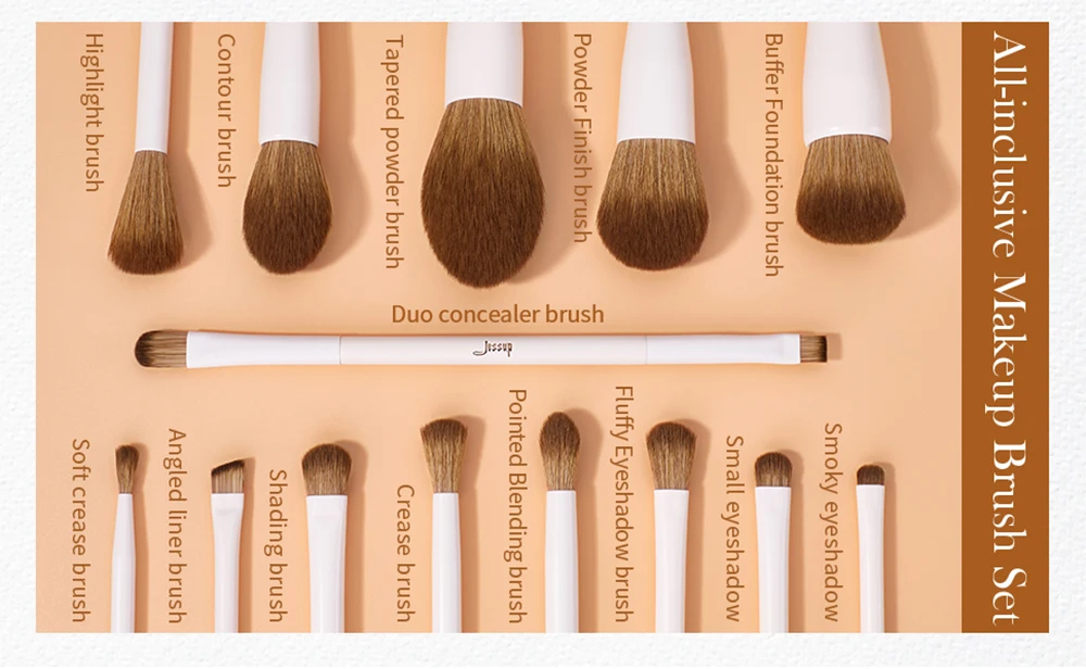 Jessup 14 Pcs Makeup Brush Set, Professional Synthetic Soft Foundation Powder Blending Eye Shadow Contour Liner Brushes Kit T329