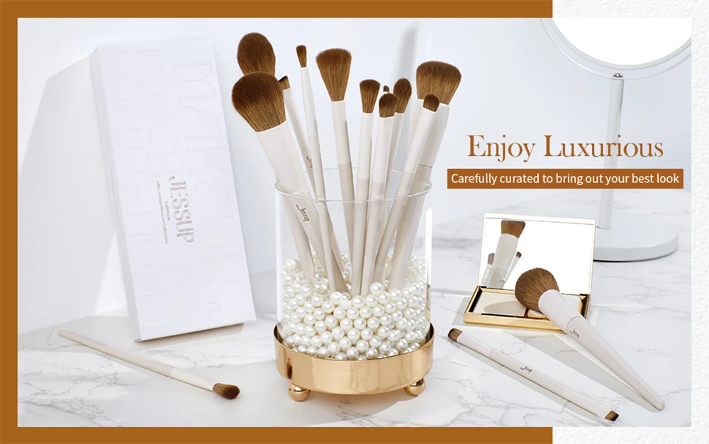 Jessup 14 Pcs Makeup Brush Set, Professional Synthetic Soft Foundation Powder Blending Eye Shadow Contour Liner Brushes Kit T329